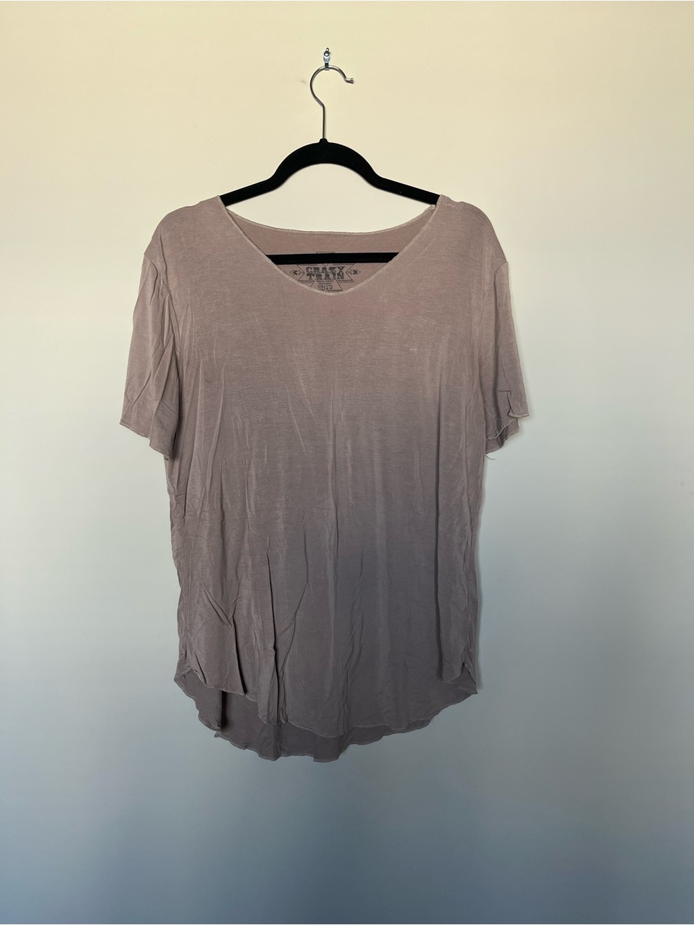 Crazy Train Oversized Relaxed V-Neck Short Sleeve Top - Mauve
